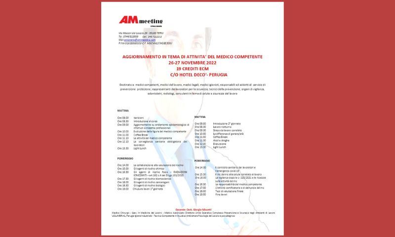 AGGIORNAMENTO IN TEMA DI ATTIVITA' DEL MEDICO COMPETENTE 